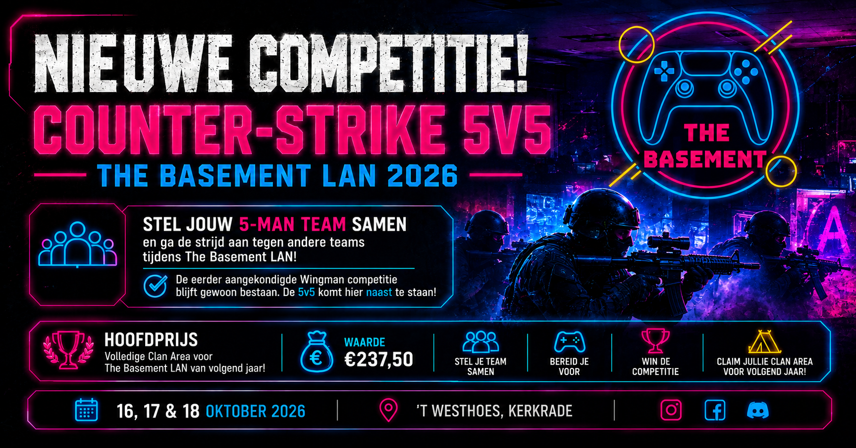 Nieuw tijdens The Basement LAN: Counter-Strike 5v5 competitie!