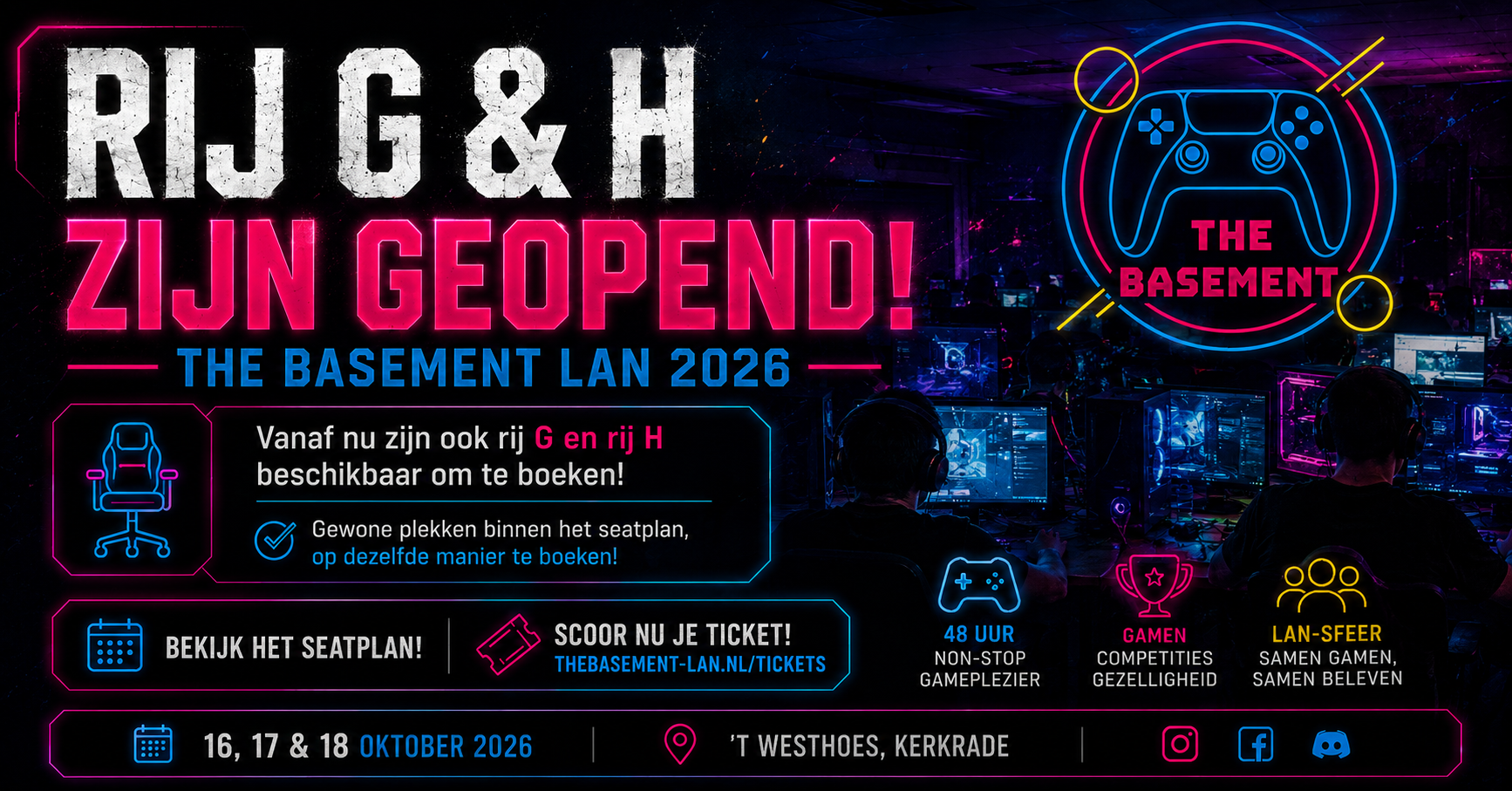 Rijen G en H geopend!